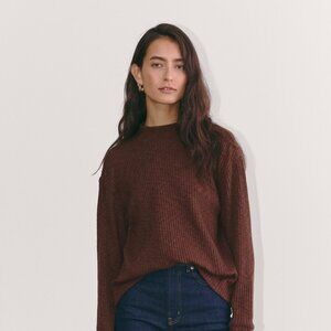 Everlane Cozy Rib Funnel-Neck in Dark Mahogany, Size Medium, NEW